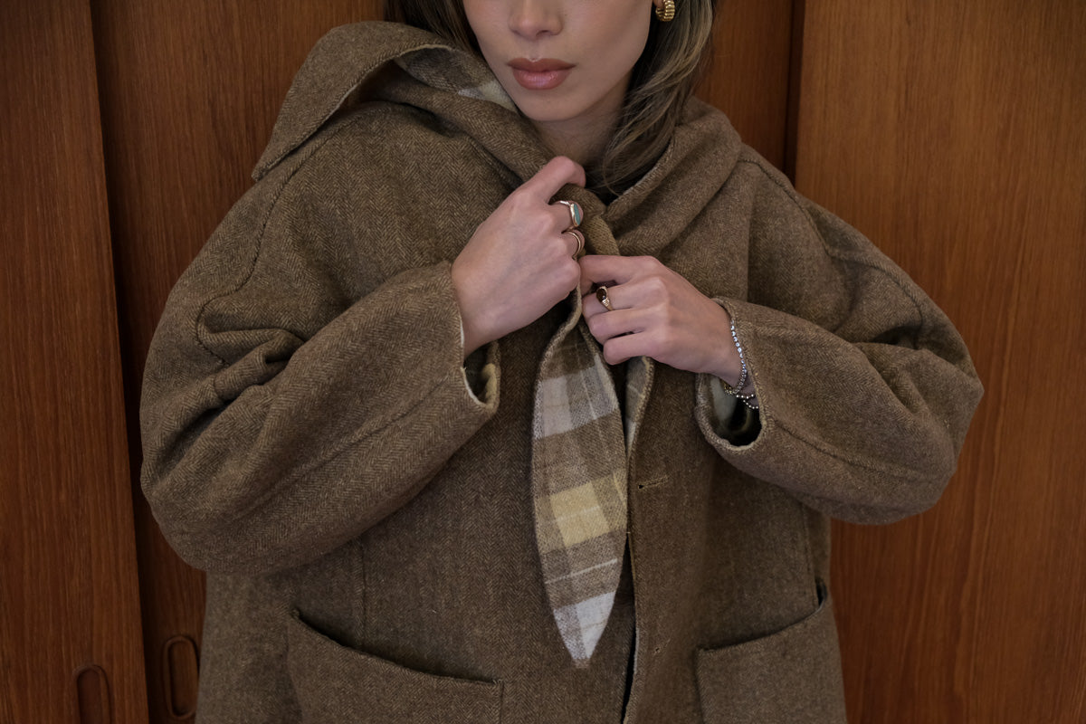 Honey Plaid Reversible Trench Coat