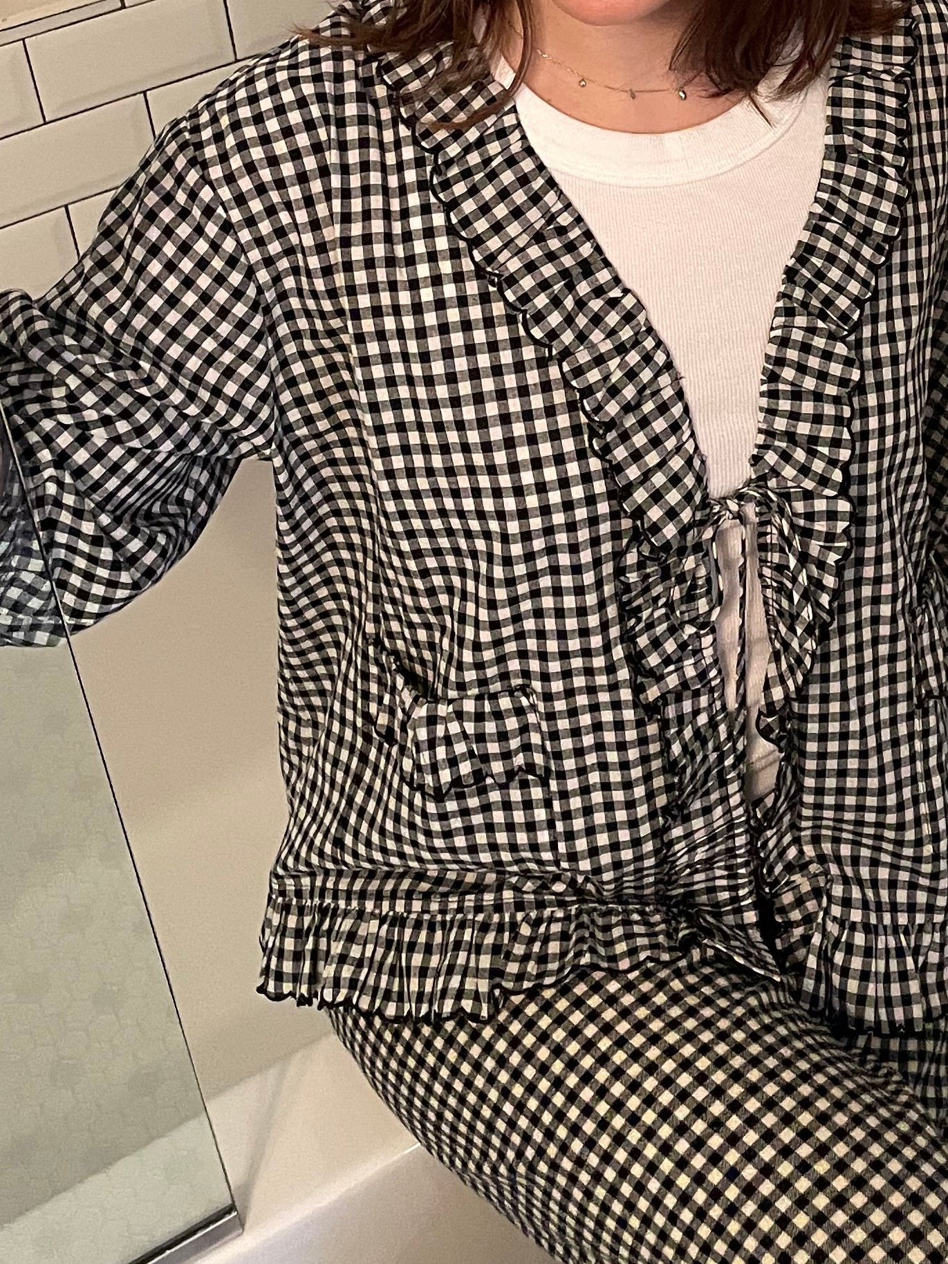 Gingham Flowy Top