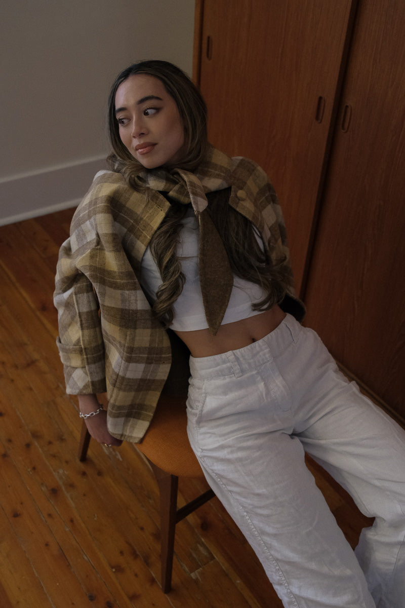 Honey Plaid Reversible Trench Coat