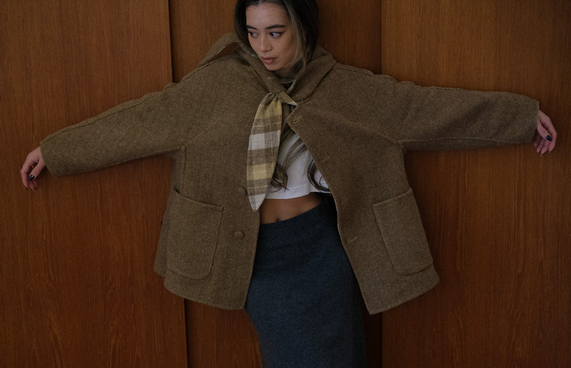 Honey Plaid Reversible Trench Coat