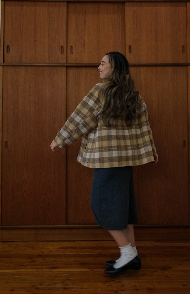 Honey Plaid Reversible Trench Coat