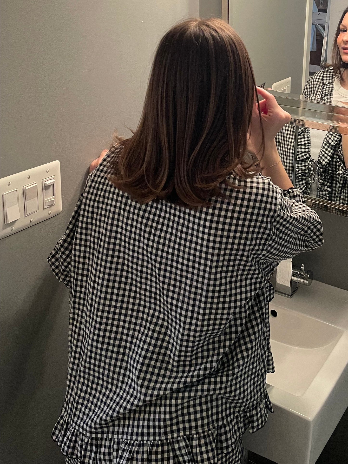 Gingham Flowy Top