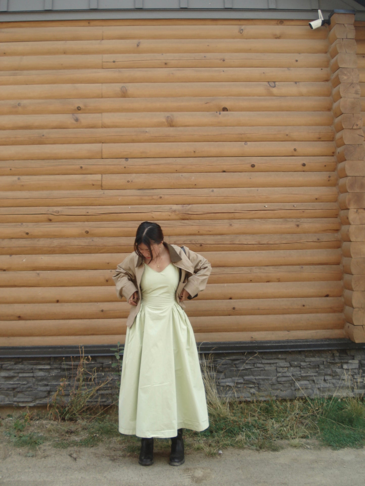 Green Poplin Maxi Dress