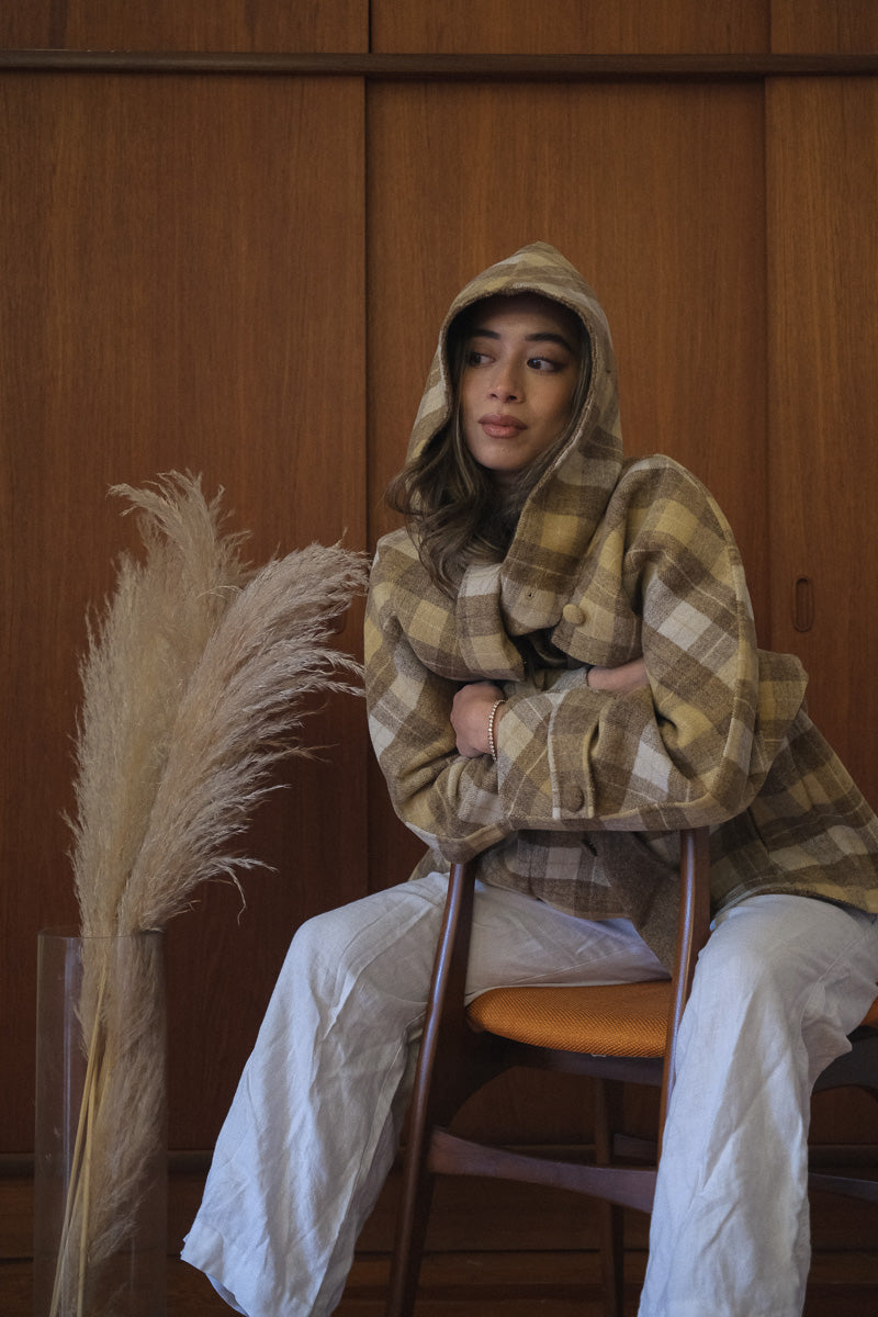 Honey Plaid Reversible Trench Coat