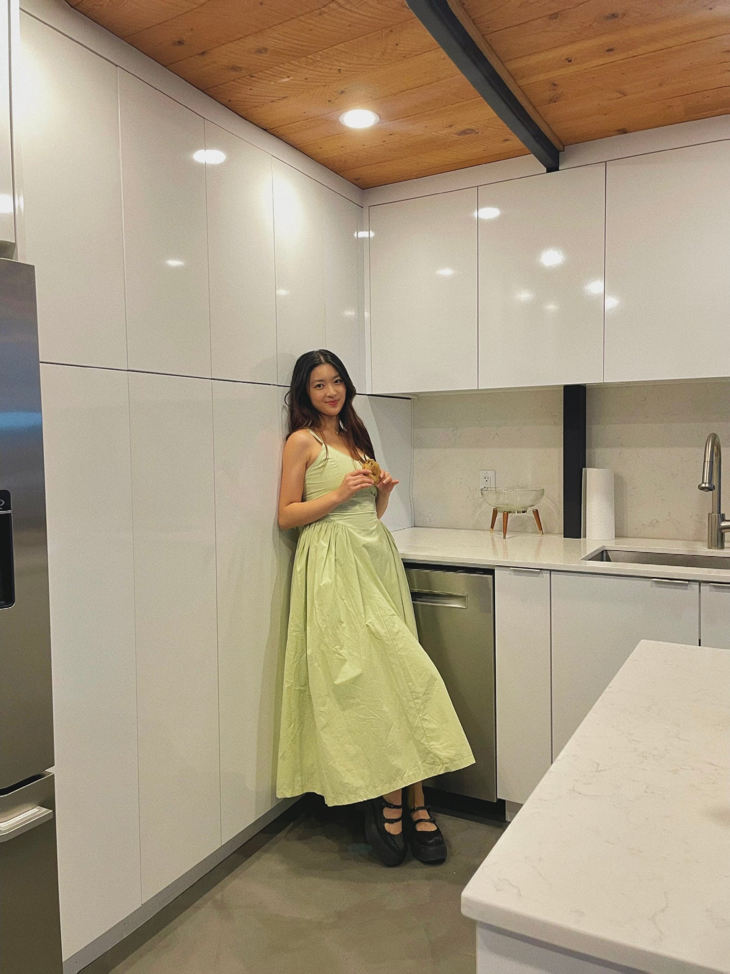 Green Poplin Maxi Dress