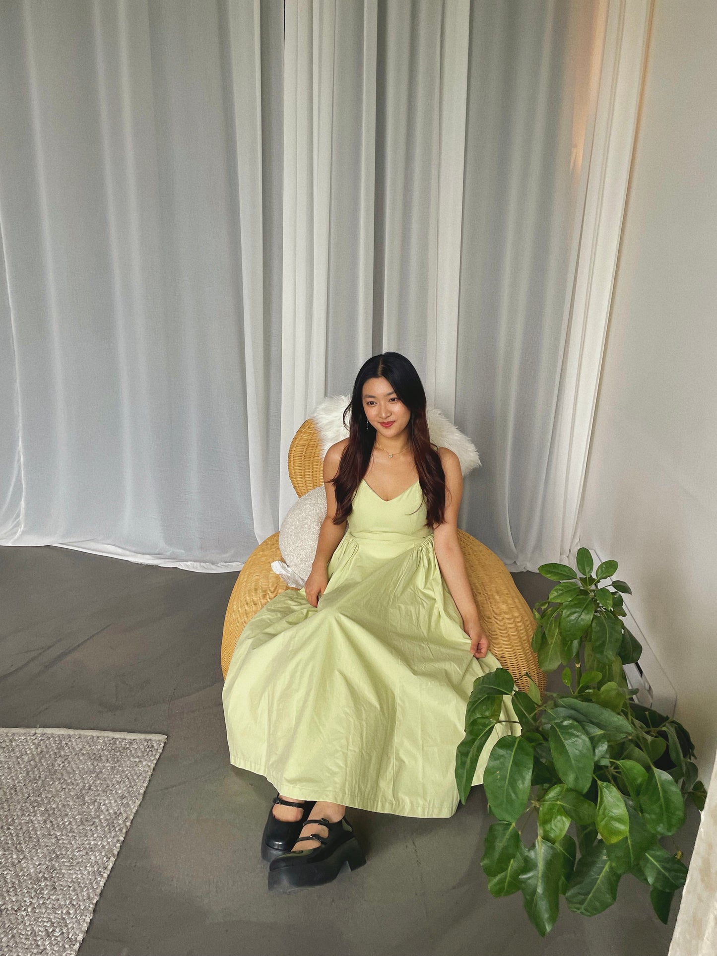 Green Poplin Maxi Dress